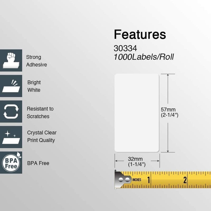 BETCKEY - Compatible DYMO 30334 (2-1/4" x 1-1/4") Multipurpose Barcode/FNSKU Labels, Perforated, Compatible with DYMO Labelwriter 450, 4XL, NOT Fit 550 & 5XL [6 Rolls/6000 Labels] - Image 3